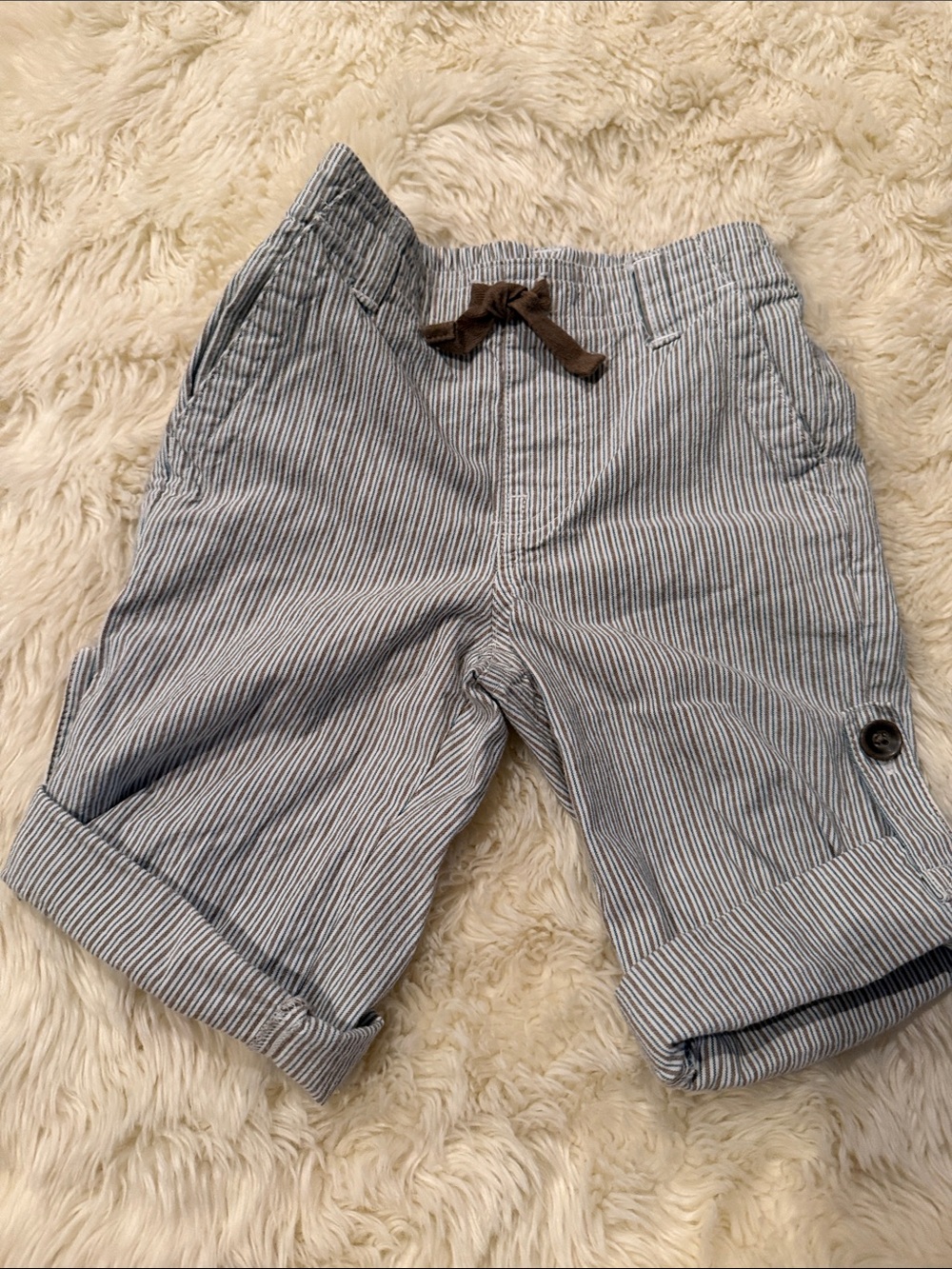 Janie & Jack Boys Lightweight Striped Cotton Shorts - Blue & White
